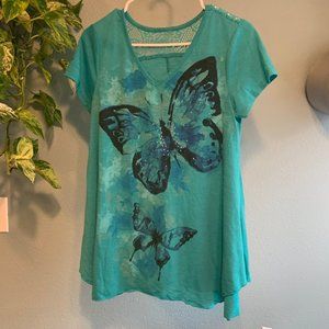 Butterfly Lace-Back Studded Tee